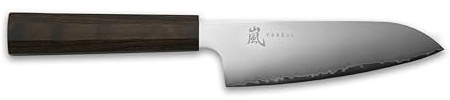 Yaxell HANA Santoku Kochmesser aus Movax-Stahl und Griff aus Pakkaholz in der Farbe Braun, Länge: 12,5 cm, 34812