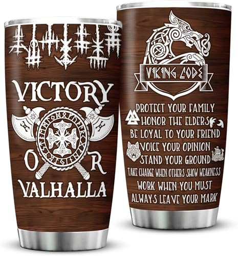 Viking Gifts for Men Him Dad Husband Women Boys Vikings Fan on Fathers Day Birthday Christmas Valentines Day,Vikings Football Gifts, Travel Coffee Tumbler Mug 20oz