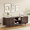 Mid Century Modern TV Stand for TVs Up to 75, Farmhouse Fluted Retro Wood with Storage and Shelf, Entertainment Center with Pop-Up Doors for Living Room, Bedroom