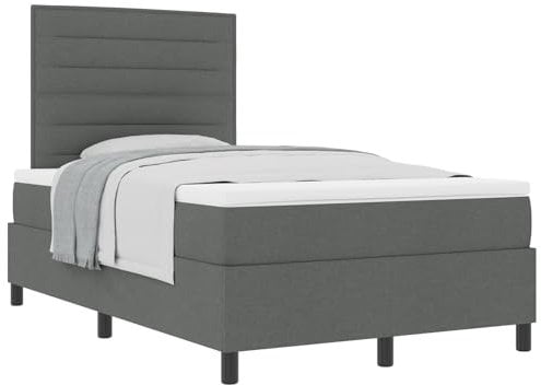 vidaXL Boxspringbett in Anthrazitgrau mit Matratzenauflage, robustem Holzrahmen, 120 x 190 cm Schlafzimmermöbel modernes Design Stoff Doppel Polster klein Schoner