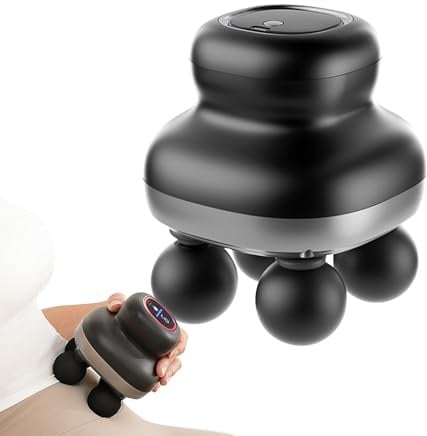 Ahuuen Elektrischer Massagegerät,4-Köpfiges beruhigendes Massagewerkzeug | Tragbares Elektrisches Handgelenk 9 Geschwindigkeitsstufen Massiergerät Für Lenden Schulter Hüfte Taille