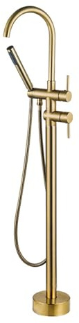 Robinetterie de baignoire autoportante Ensemble de douche chaude et froide en laiton doré brossé Robinetterie de baignoire autoportante avec douche, or brossé interesting