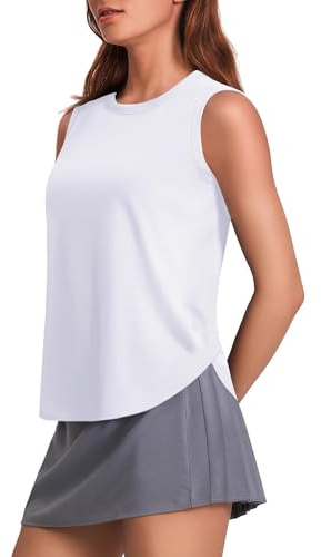 PINSPARK Damen Sport Tanktops Ärmelloses UPF 50+ Schnelltrocknend Yogaweste | Atmungsaktiv Leichte 4-Wege-Stretch Eisseide, Sporttop Rundhals Lockerer, Pilates Fitness Gym Workout Laufen