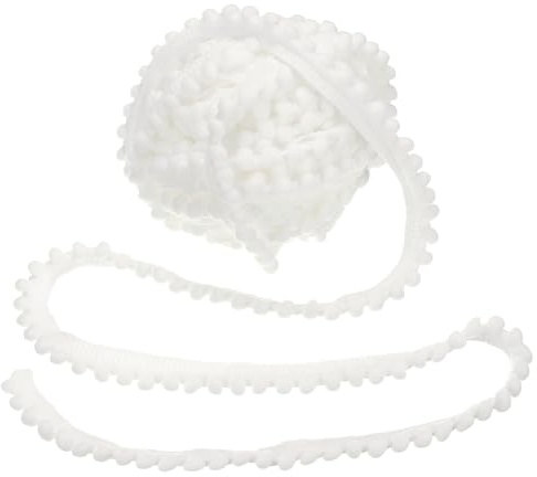 QUARKZMAN 25 Yards 0.5 Breite Weiße Pom Pom Ball Fransen Bordüre | Nähen Fransen Stoff, Für DIY Basteln Vorhänge Kleider Kissen Heimdekoration, Pom Pom Bordüre