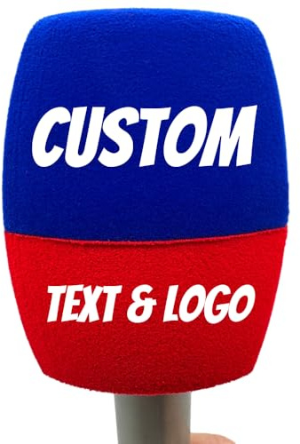 Personalized Foam Mic Cover for Handheld Microphones, Custom Logo or Text Windscreen with Color Ring, Sponge Foam Microphone Shield for Noise Reduction