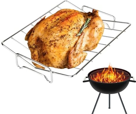 Soporte para, Acero Inoxidable en Forma de V, Estante de Cocina para, para Horno, Parrilla, Picnic, Barbacoa al Aire Libre, Hornear, Cocina, Carne, Aves de Corral, Pollo, Cerdo