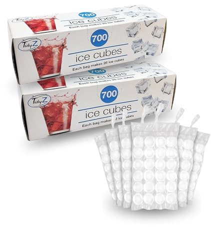 Ice Cube Bags for Freezer 1400 Cubes, 50 Disposable Tie Up Bags - MAISIREX | 50 Disposable Tie Up Ice Cube Bags with Handles, 1400 Cubes for Freezer, Parties, Cocktails & Drinks