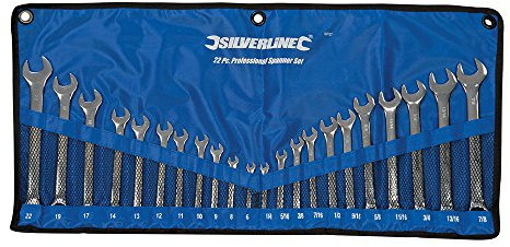 Silverline SP57 Combination Spanner Set 22pce 6 - 22 mm and 1/4 - 7/8