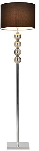 lux.pro Lampadaire Lampe à Pied Métal Poli Tissu Chrome Noir 155 cm