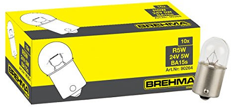 BREHMA 10x R5W 24V Kugellampe BA15s 24 Volt 5 Watt