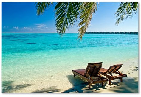 Postereck - 0229 - Traumstrand, Karibik Urlaub Meer Sonne Palme - Wandposter Fotoposter Bilder Wandbild Wandbilder - Poster - DIN A4-21,0 cm x 29,7 cm