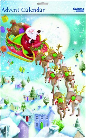 Advent Calendar (WDM0024) - Santa in Sleigh - Glitter Varnished