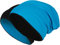 2 in 1 Wendemütze - Reversible Slouch Long Beanie Jersey Baumwolle elastisch Unisex Herren Damen Mütze Heather in 24 verschiedenen Farben (8) (Schwarz/Blau)