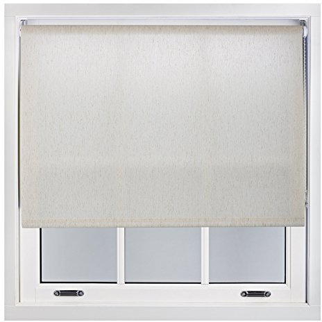 FURNISHED Daylight Roller Blinds for Windows Beige Natural Cream Linen Colour 30% Light Filter Trimmable Roller Blind with Metal Fittings, 120W x 165L cm