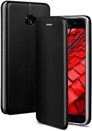 ONEFLOW Business Case für Samsung Galaxy A5 (2017) Handyhülle klappbar mit Standfunktion, Klapphülle Flipcase Cover Dünn, PU Leder Hülle mit Kartenfach, 360 Grad Schutzhülle, Schwarz
