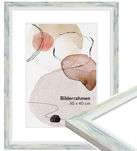 WANDStyle Bilderrahmen 13x18 Türkis, moderner Bilderrahmen Holz, hochwertiger Holzbilderrahmen, Posterrahmen zum Aufhängen und Aufstellen, Rahmen 18x13 cm, Fotorahmen H490 - Made in Germany