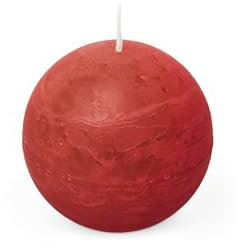 Spaas Rustic Unscented Ball Candles Hours-red 6 Rustikale geruchlose Kugelkerzen, 80 mm, ± 24 Stunden, Rot, Paraffinwachs, 8 cm, 6