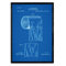 Nacnic Poster Patent Toilettenpapier. Blatt mit altem Design-Patent A3-Format mit blauem Hintergrund