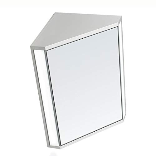 Spiegelschränke Mit Tür Dreieck Lampe Bad-Wandspiegelkasten Storage Eckschrank (Color : Weiß, Size : 47 * 60 * 33cm)
