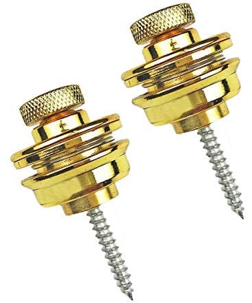 Gitarrengurt Schloss,Gitarrengurt Knöpfe 2 Pack Metal Gitarrengurt Taste Gitarrengurt Endknopf mit Befestigungsschrauben für Akustik Klassische E-Gitarre Bass Ukulele (Golden)