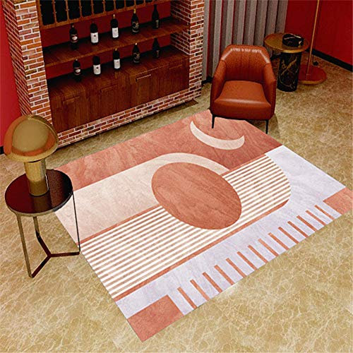 Xiaosua Tapis D Exterieur Terrasse Rose Tapis de Salon Rose Rose Géométrique Résumé Motif Durable Tapis Anti-Mita Tapis XXL 160x230cm Tapis Bebe XXL 5ft 3''X7ft 6.6''