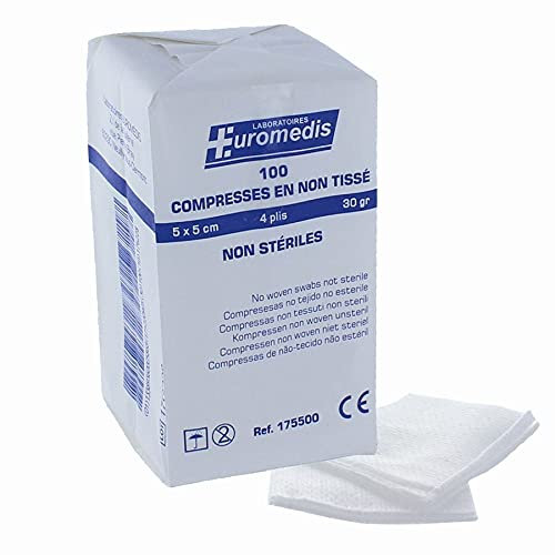 Compresas no tejidas estériles 7,5 x 7,5 cm 30 gr – Euromedis – Bolsa de 100