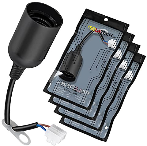 ISOLATECH 4x E27 Kunststoff Renovierfassung schwarz max. 250V/4A | Für alle E27 Leuchtmittel, mit Kabel, Halterung und Anschlussklemmen, ideal für Renovierung und Baustelle