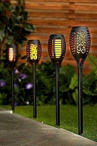 Solarize ® 4 PK Waterproof Solar Garden Flame Light Flickering SMD LED Torch Lamp