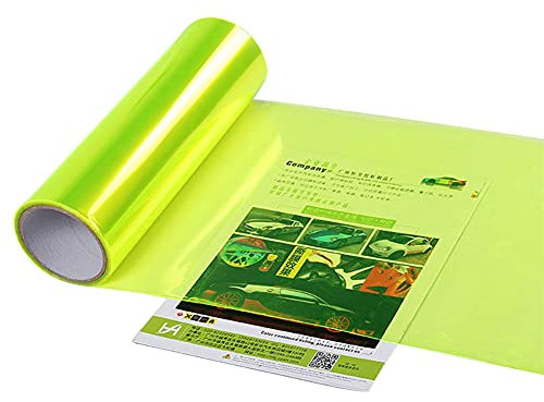 iSpchen Auto Scheinwerfer Folie Rückleuchten Nebelscheinwerfer Tönungsfolie Selbstklebende Vinylfolie Auto Dekoration Folie Aufkleber,30cm*100cm,Fluoreszierendes Gelb