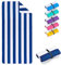 Fit-Flip Strandtuch XXL - Mikrofaser Badetuch - Strandtücher leicht und schnelltrocknend - 100% recyceltes Mikrofaser Handtuch - Strandhandtuch zum Baden (Marineblau-Weiß gestreift 160x90cm)
