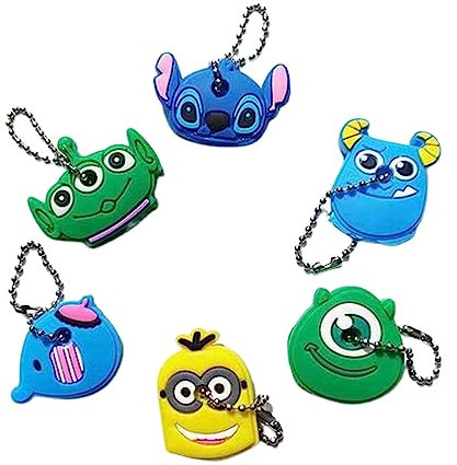DUjuanhong Couvre-clés de Dessin animé,6 Styles de Dessin animé Animaux Mignons Porte-clés Couvercle de clé Porte-clés en Silicone Point éléphant Porte-clés