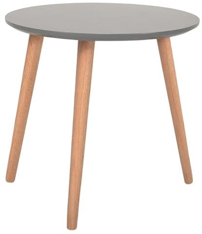 AAMEN Round Wood Coffee Table, Top & 3 Sturdy Solid Pine Wood Legs, Scandinavian Furniture Circular Coffee Table, Circular Oak Dining Table, Coffee Tables For Living Room Grey_40x 40 Cm