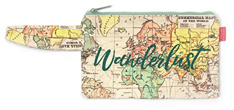 Legami Unisex Clutch, praktisch, Reißverschluss, Stoffband, 21,5 x 14 cm, Obermaterial aus Baumwolle, Innenmaterial aus Polyester, Thema Travel