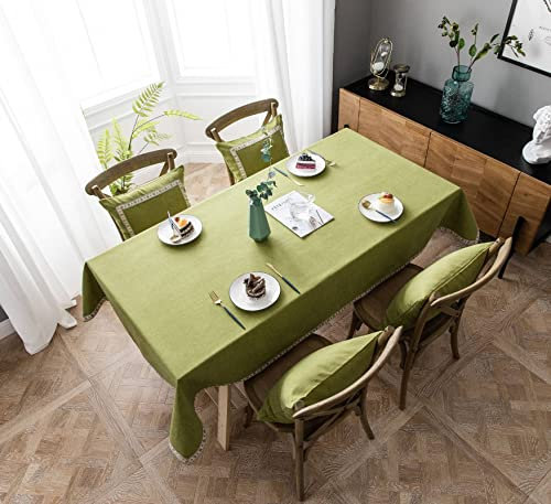 EHOMERY Tischdecke Lange Tafel Tisch Decken Gross Einfach Gestickt Polyester Tischdecke Bunt Tablecloth Square Grün Tischschutz Dekoration 100X140Cm