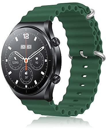 ToVioc 22mm Silicone Cinturino Compatibile con Xiaomi Redmi Watch 5 Active/Watch 5 Lite/S4 Sport/Watch 2, Traspirante Morbido Sportivo Cinturini per Garmin Venu 3 45mm/Forerunner 265 - Verde