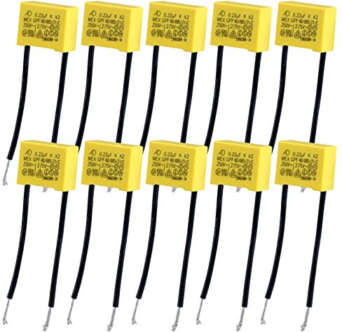 10 Stück LED Entstörer Kondensator bei Blinkenden, Kondensator X2, Nicht Ausgehenden LED Lampen, Entstörkondensator 0,22µF 275V X2 Radial