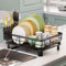 AIDERLY Escurridor de Platos de Hierro con escurridor de Platos para encimera de Cocina, colador de Platos de Boquilla Ajustable con Soporte para Utensilios y Ranuras para Cuchillos, Color Negro