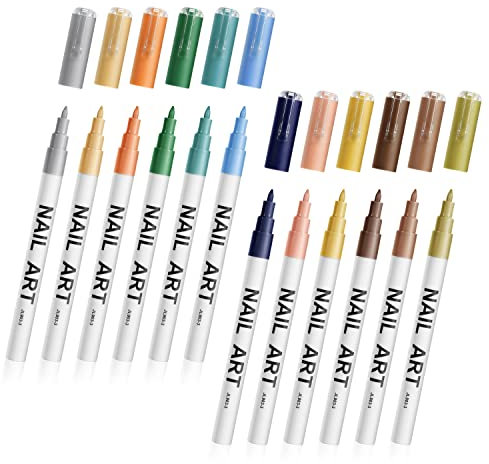 12pcs 3D Nail Art Pens Set, Nail Graffiti Drawing Pen Nail Polish Pens Fine Tip Manicure Tools for Painting Nails DIY Nail Art Beauty Adorn Women Girls (12 Colors)
