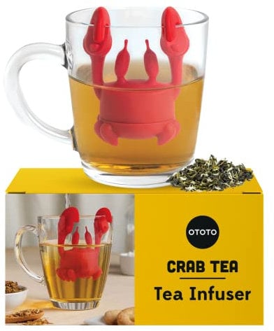OTOTO Krabben-Tee-Ei – niedliches Tee-Ei, Tee-Zubehör für Teeliebhaber, niedliches Küchenzubehör, lustige Geschenke, Tee-Ei für losen Tee, lose Blätter, Tee-Diffusor – Küchenhelfer
