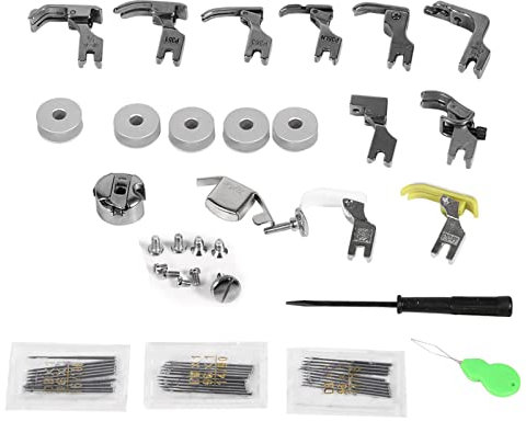 AYNEFY Ensemble de 17 Ensembles de Pieds-de-biche à Coudre Universels pour Machines à Coudre Plates Industrielles Accessoires de Pied-de-biche avec Une Boîte pour Machines à Coudre
