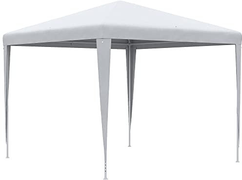 Outsunny Tonnelle 2,7 x 2,7 m Barnum de Jardin métal époxy Toile PE Haute densité Blanc