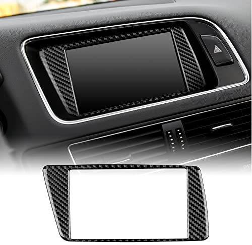 KUNGKIC Kohlefaser für Audi Auto Zentralsteuerung Navigation Bildschirm Panel Rahmen Aufkleber Dekorative Innenbereich Compatible with Audi Q5 A4 A5 2009-2016 Zubehör Schwarz