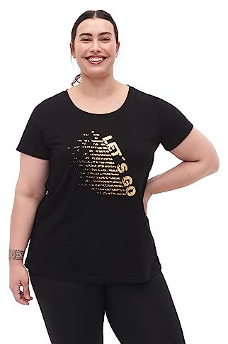 Zizzi Active by Damen Große Größen T-Shirt Print Gr 42-44 Black w. Let's Go