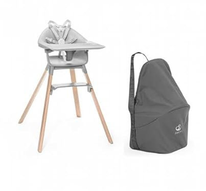 Chaise haute Stokke Clikk gris et sac de transport