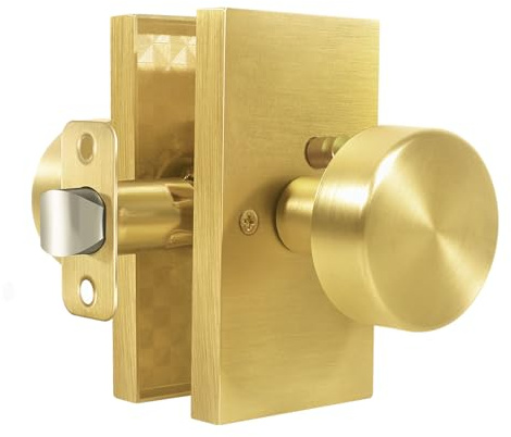 ToPToToo Türknäufe für Innenbereich, gebürstetes Gold, Privatsphäre, Türknauf mit Schloss, moderne Türgriffe, satiniertes Messing, Türknäufe für Schlafzimmer, Badezimmer