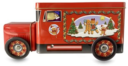 stylebox Boîte métallique en forme de camionnette, pain d'épices, camion, boîte à biscuits, boîte décorative, boîte de rangement, volume : 1,2 l, dimensions : 24 x 7,5 x 11 cm