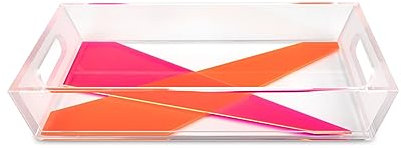 Wexel Art 3D Décor Serviertablett, 57,1 x 33 cm, Miami-Design, neonrosa und Neonorange, schwimmender Boden