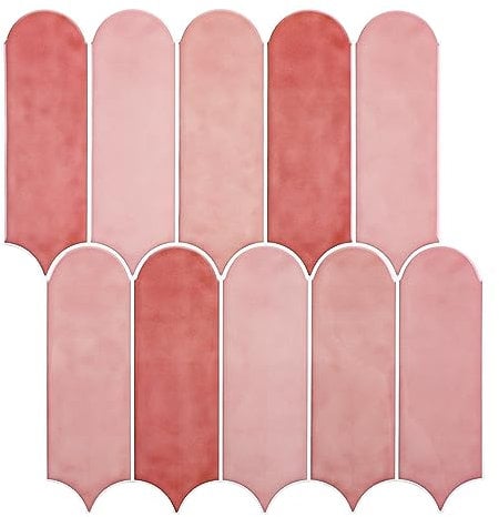 Upgrade Dickere 3D Fliesenaufkleber für Bad Küche, Selbstklebend Klebefliesen rosa Feder Wandfliesen Fliesendekor (10 Stück)