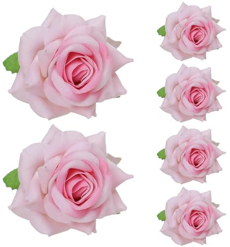 Rosa Blume Serviettenringe 6er Set Floral Serviettenringe Rose Serviettenhalter Handcraft Blume Serviettenringe Hochzeit Tischdekoration für Valentinstag Hochzeit Bankett Geburtstagsfeier (Champagner