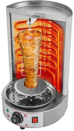 SABUIDDS Dönergrill für Zuhause Hähnchengrill Rotissiere Gyros Kebab Vertikaler Edelstahl Grill mit 360°-Hitzeverteilung 8kg Fassungsvermögen Gas/Elektro Vertikalgrill für Döner, Hähnchen (Elektro)